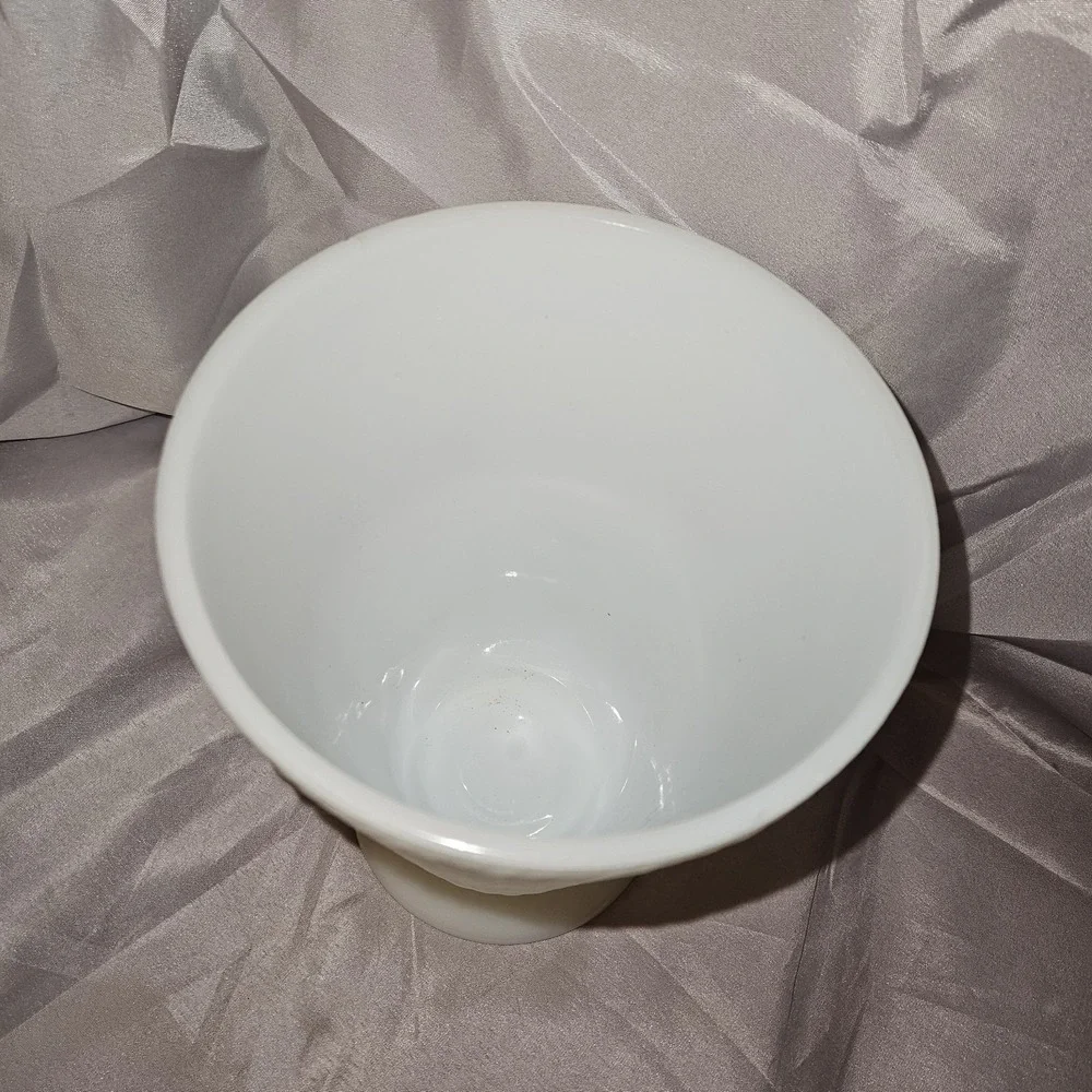 Vintage White Milk Glass Basket Weave Footed Vase 8.5 Inch Tall